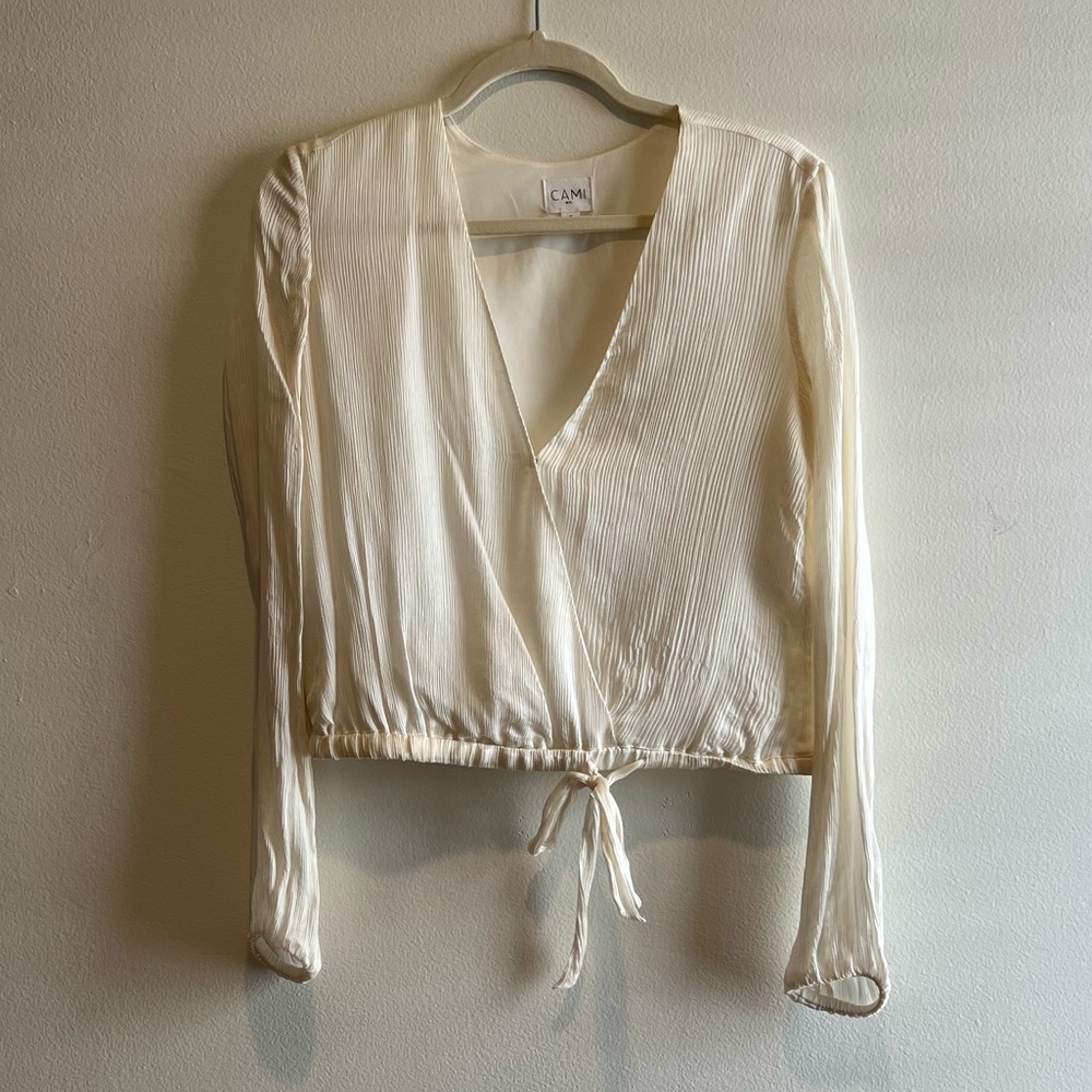Cami NYC Cream Long Sleeve Wrap Blouse